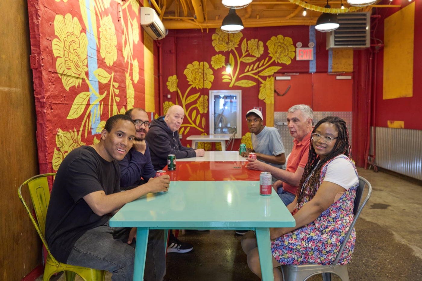 Families enjoying a group activity around a table